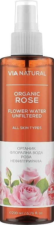 BioFresh Гидролат розы Via Natural Organic Rose Flower Water Unfiltered - фото N1