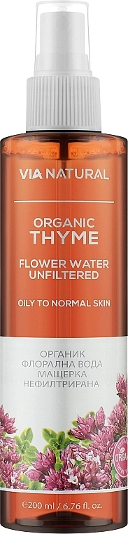 BioFresh Гідролат чебрецю Via Natural Organic Thyme Flower Water Unfiltered - фото N1