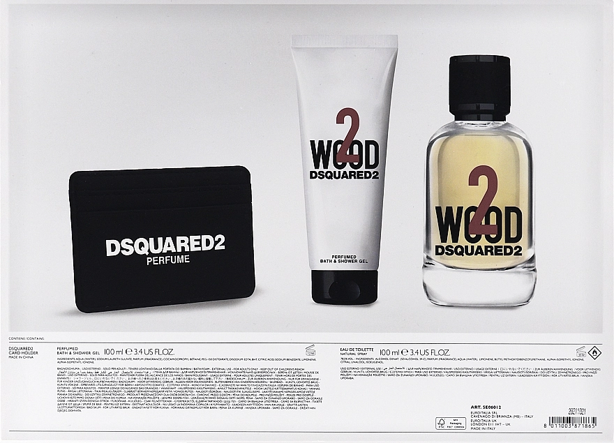 Dsquared2 2 Wood Набір (edt/100ml + sh/gel/100ml + card/holder/1pcs) - фото N5