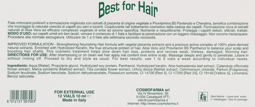 Cosmofarma Лосьйон для волосся JoniLine Classic Best For Hair Lotion With Vegetal Placenta Extracts - фото N3
