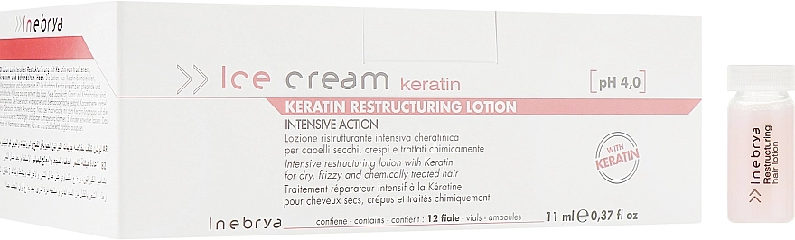 Inebrya Лосьйон для сухого і пошкодженого волосся Keratin Ice Cream Keratin Restructuring Lotion - фото N3