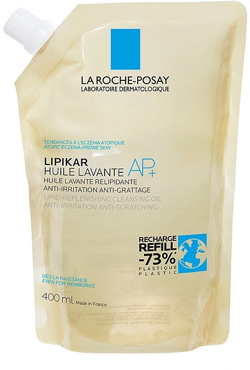 La Roche-Posay Ліпідовідновлювальний очищувальний засіб для ванни та душу для немовлят, дітей та дорослих Lipikar Cleansing Oil AP+ (змінний блок) - фото N1