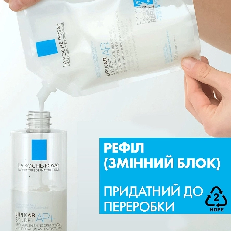 La Roche-Posay Очищающий крем-гель для очень сухой, склонной к атопии кожи Lipikar Syndet AP+ (сменный блок) - фото N3