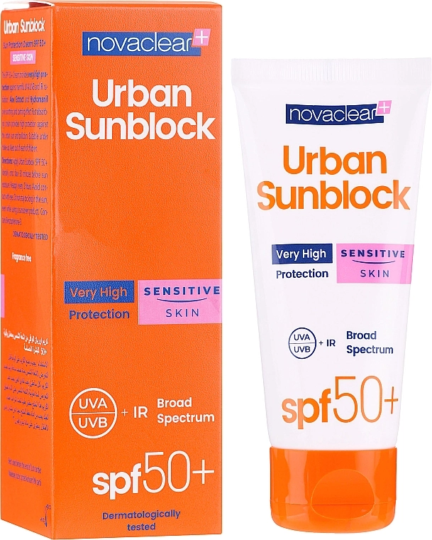 Novaclear Солнцезащитный крем для чувствительной кожи лица Urban Sunblock Protective Cream Sensitive Skin SPF50 - фото N1