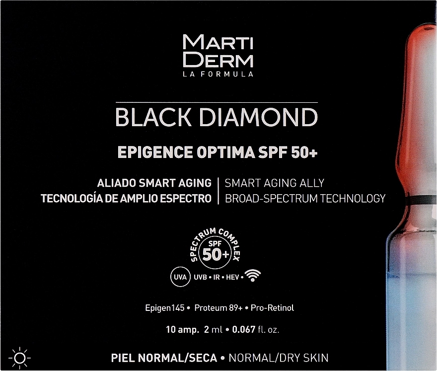 MartiDerm Солнцезащитные ампулы для лица Black Diamond Epigence Optima SPF 50+ - фото N1