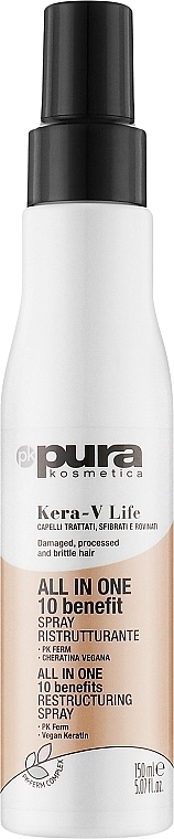 Pura Kosmetica Многофункциональная маска-спрей для волос 10 в 1 Kera-V Life All In One Spray Mask - фото N1