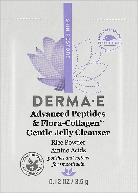 Derma E Нежное очищающее гель-желе с усовершенствованными пептидами Advanced Peptides & Flora-Collagen (пробник) - фото N1