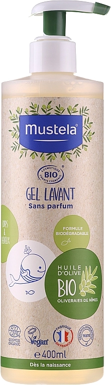 Mustela Гель для миття тіла та волосся, без запаху Bio Organic Cleansing Gel - фото N1
