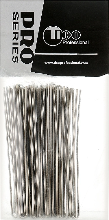 TICO Professional Шпильки для волосся рівні без наконечника, 80 мм, сріблясті - фото N1