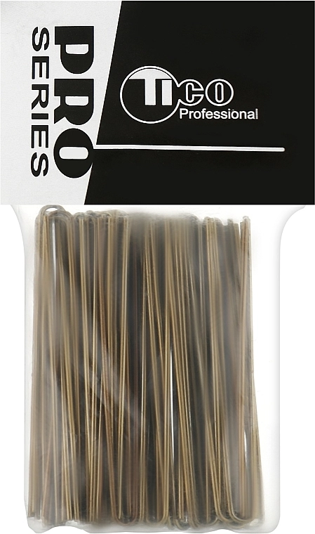 TICO Professional Шпильки для волосся рівні без наконечника, 80 мм, коричневі - фото N1