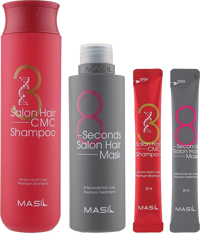 Masil Набор 8 Seconds Salon Hair Set (mask/200ml + mask/8ml + shm/300ml + shm/8ml ) - фото N2