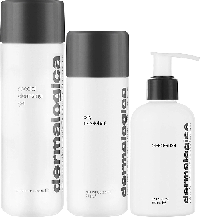 Dermalogica УЦІНКА Набір The Cleanse and Glow Set ( micro/74g + fac/gel/250ml + fac/oil/150ml) * - фото N2