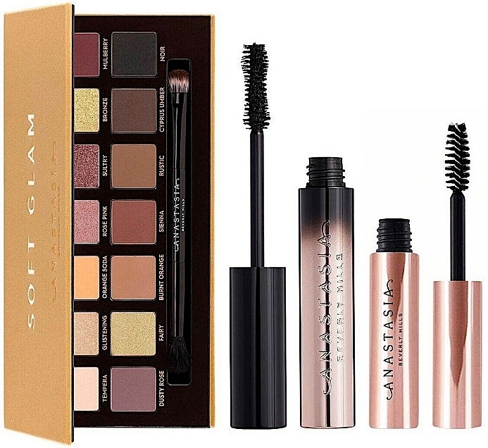 Anastasia Beverly Hills Soft Glam Deluxe Trio (pal/10.36g + mascara/10ml + b/gel/7.85ml) Набор для макияжа - фото N1