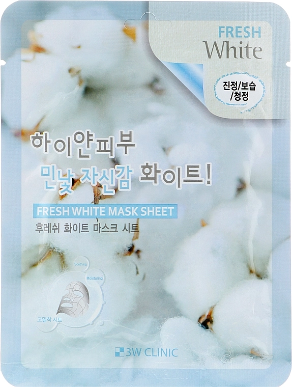 3W Clinic Освітлювальна тканинна маска для обличчя Fresh White Mask Sheet - фото N1