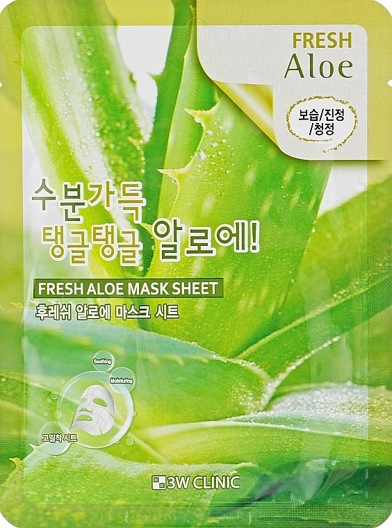 3W Clinic Тканевая маска для лица с экстрактом алоэ Fresh Aloe Mask Sheet - фото N1