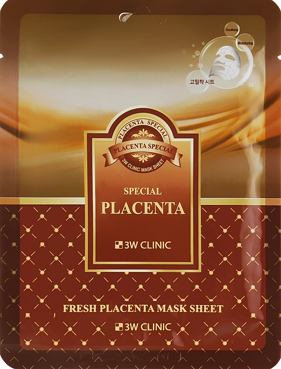 3W Clinic Відновлювальна маска з екстрактом плаценти Fresh Placenta Mask Sheet - фото N1