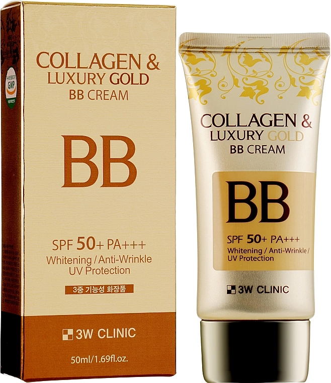 ВВ-крем для лица с коллагеном и золотом - 3W Clinic Collagen & Luxury Gold BB Cream SPF50+/PA+++, 50 мл - фото N3