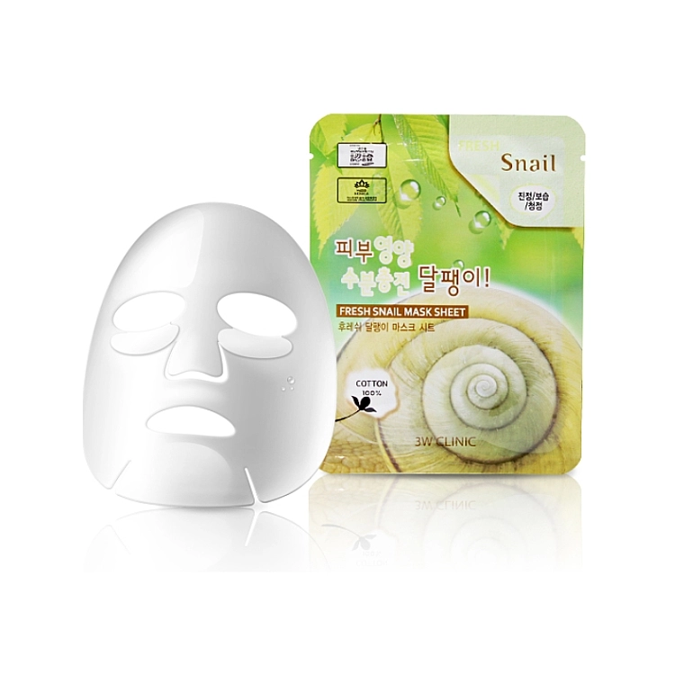 Відновлююча тканинна маска з екстрактом равлика - 3W Clinic Fresh Snail Mask Sheet, 23 мл, 1 шт - фото N3