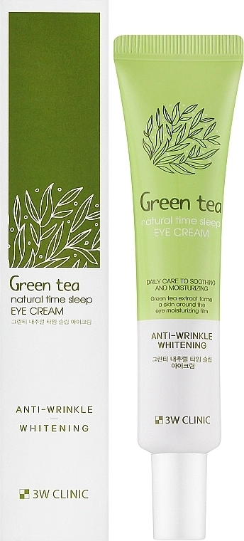 3W Clinic Крем для шкіри навколо очей з екстрактом зеленого чаю Green Tea Natural Time Sleep Eye Cream - фото N2