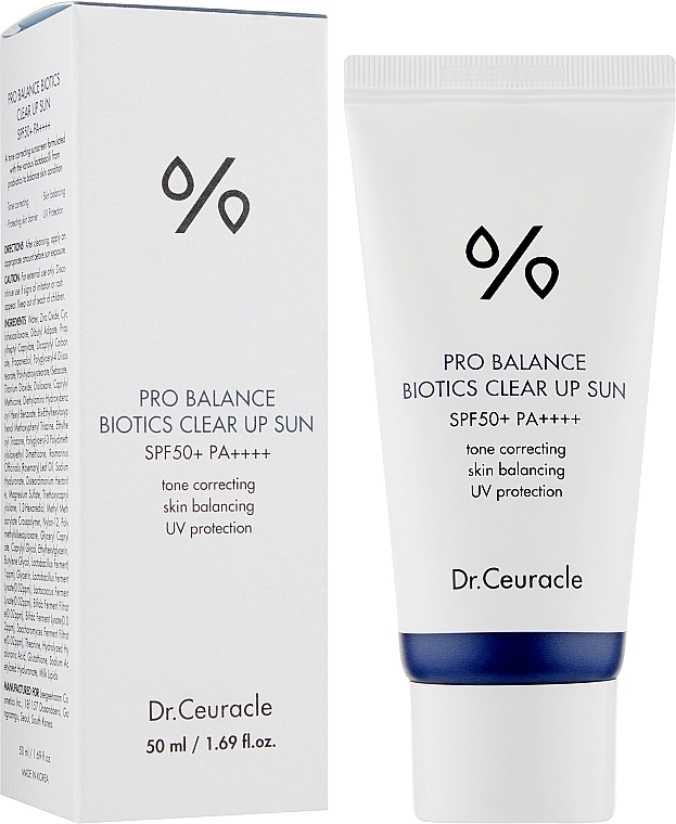 Dr. Ceuracle Сонцезахисний освітлювальний крем з пробіотиками Pro Balance Biotics Clear Up Sun SPF50+ - фото N2