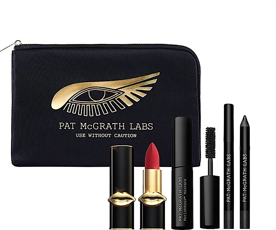 Pat McGrath Classic Makeup Bag & Mini Essentials Trio (lipstick/1.2g + eye/pen/0.8g + mascara/5ml + bag) Набір для макіяжу - фото N1