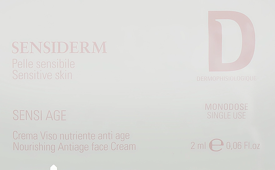 Dermophisiologique Антивозрастной крем для чувствительной кожи Sensiderm Sensi Age Nourishing Face Cream (пробник) - фото N1