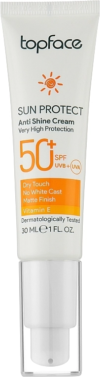 TopFace Сонцезахисний крем для обличчя SPF50+ Sun Protect Anti Shine Cream SPF50+ - фото N1