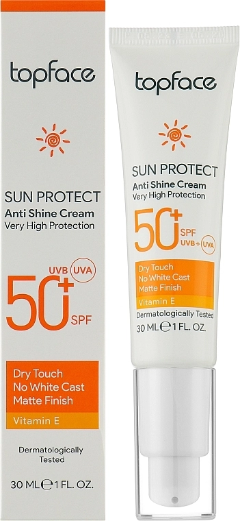 TopFace Сонцезахисний крем для обличчя SPF50+ Sun Protect Anti Shine Cream SPF50+ - фото N2