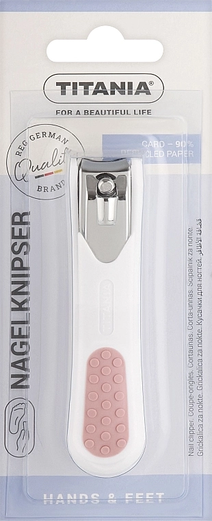 Titania Книпсер для ногтей хромированный, белый с бледно-розовым - фото N1