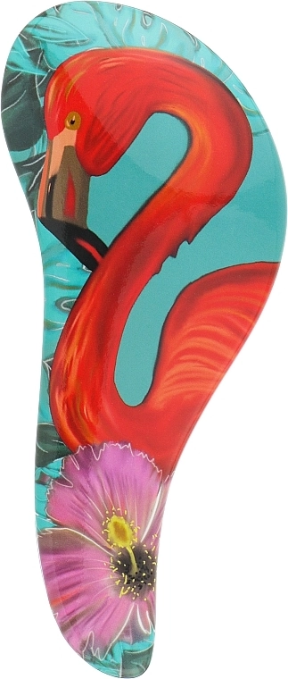 Sibel Расческа для пушистых и длинных волос, голубая с фламинго D-Meli-Melo Flamingo Sunset Brush - фото N2