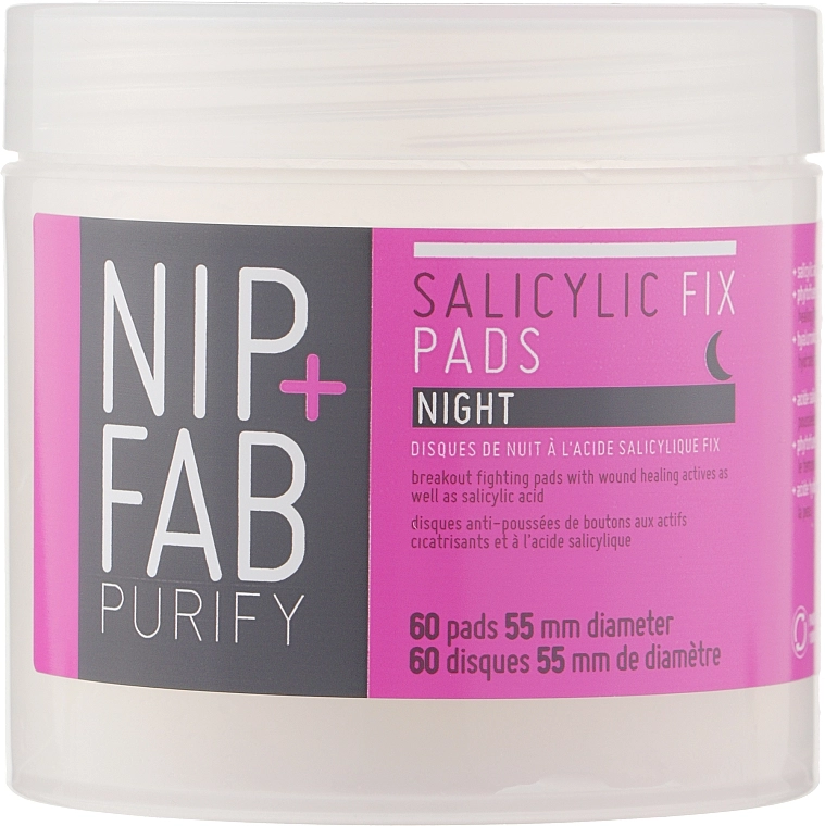 NIP + FAB Диски для обличчя очищувальні, нічні із саліциловою кислотою NIP+FAB Salicylic Teen Skin Fix Acid Night Pads - фото N1