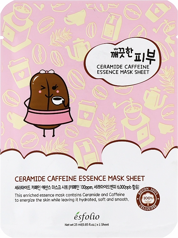 Esfolio Тканевая маска для лица с керамидами и кофеином Pure Skin Ceramide Caffeine Essence Mask Sheet - фото N1