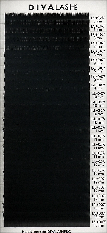 Divalashpro Ресницы для наращивания L+ 0,07 (6-13 мм), 25 линий - фото N1
