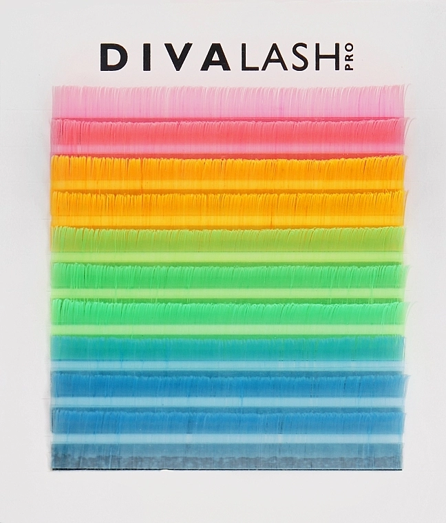 Divalashpro Color Neon Collection Ресницы для наращивания С+ 0.07 (11 мм), 10 линий - фото N1