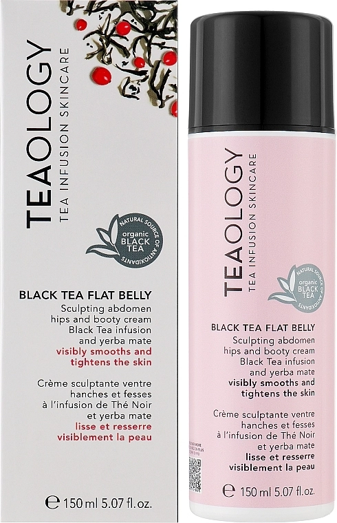 Teaology Укрепляющий крем для живота, бедер, ягодиц с настоем черного чая и йерба мате Black Tea Flat Belly Cream - фото N2