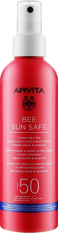 Apivita Солнцезащитный спрей для лица и тела Bee Sun Safe Hydra Melting Ultra Light Face & Body Spray SPF50 - фото N1