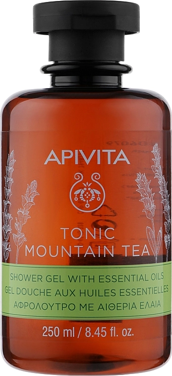 Apivita Гель для душу "Гірський чай" з ефірними оліями Tonic Mountain Tea Shower Gel with Essential Oils - фото N1