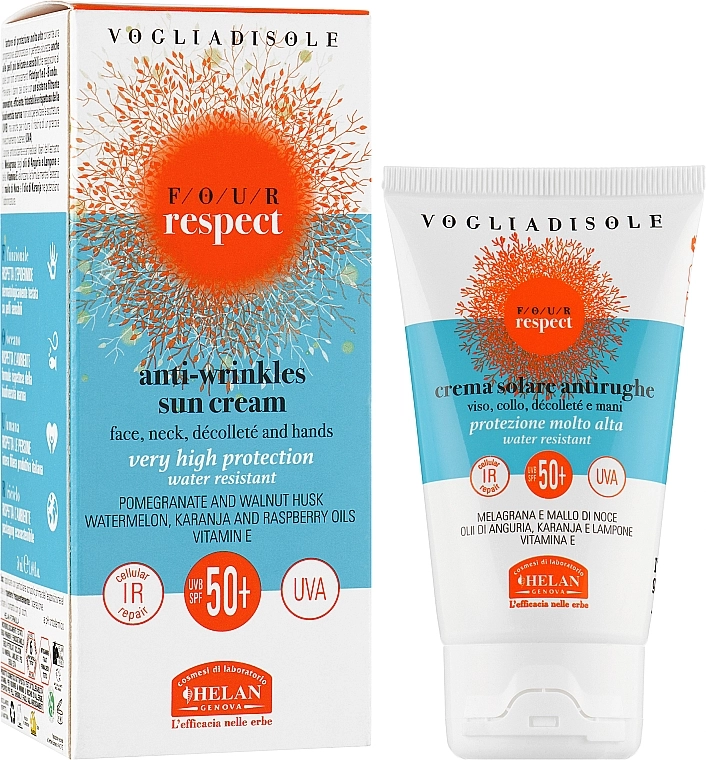 Helan Крем для обличчя проти зморщок, сонцезахисний SPF50+ Four Respect Crema Solare Antirughe Viso SPF 50+ - фото N2