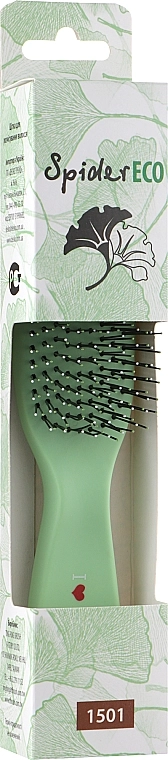 I LOVE MY HAIR Щітка для волосся "Spider Soft", 9 рядів, матова, зелена - фото N4