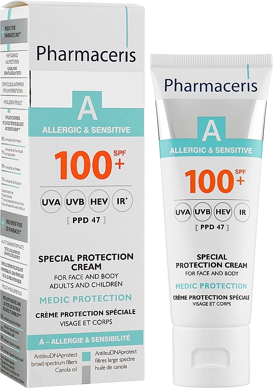 Pharmaceris Солнцезащитный крем для лица A Medic Protection Special Protection Cream SPF 100+ - фото N2