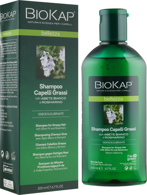 BiosLine Шампунь для жирного волосся BioKap Shampoo For Oily Hair With Silver Fir And Rosemary - фото N1