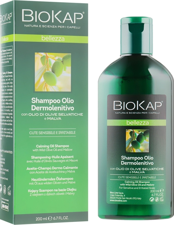 BiosLine Успокаивающий шампунь с оливковым маслом и мальвой BioKap Calming Oil Shampoo - фото N1