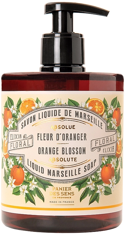 Марсельское жидкое мыло "Флердоранж" - Panier des Sens Orange Blossom Liquid Marseille Soap, 500ml - фото N1