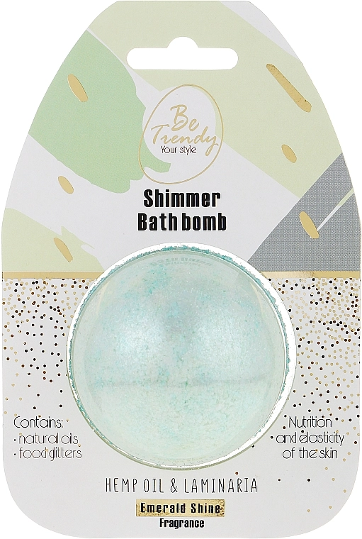 Be Trendy Бомба для ванни "Конопляна олія й ламінарія" Shimmer Bath Bomb Hemp Oil & Laminaria Emerald Shine - фото N1