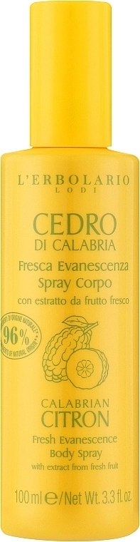 L’Erbolario Освіжальний спрей для тіла "Калабрійський цитрон" Calabrian Citron Fresh Evanescence Body Spray - фото N1
