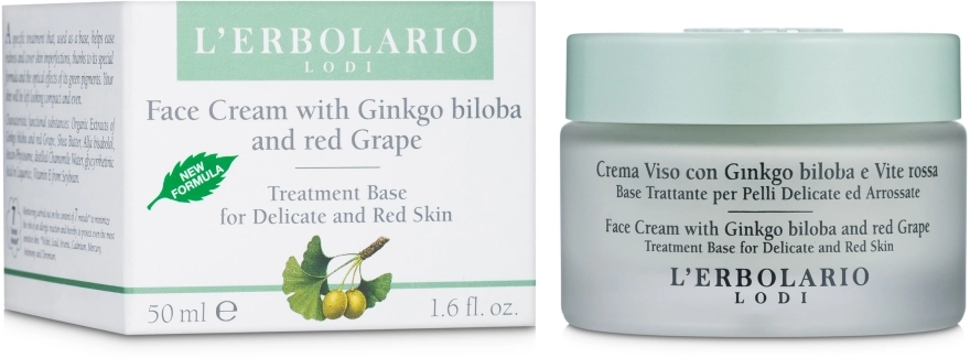 L’Erbolario Крем с гингко билоба и чёрным виноградом Crema Viso al Ginkgo Biloba e Alla Vite Rossa - фото N2