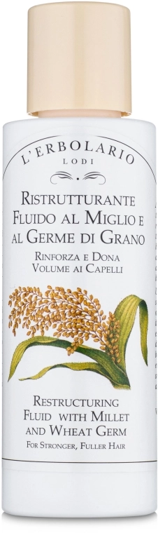 L’Erbolario Рідина для відновлення структури волосся з просом та зародками пшениці Ristrutturante Fluido al Miglio e al Germe di Grano - фото N1