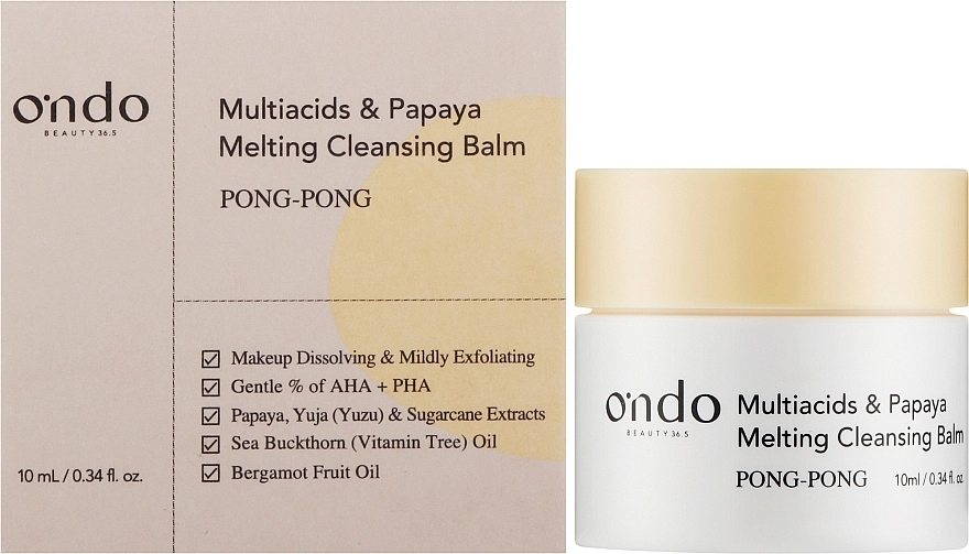 Ondo Beauty 36.5 Multiacids & Papaya Melting Cleansing Balm (мини) Бальзам для снятия макияжа - фото N2