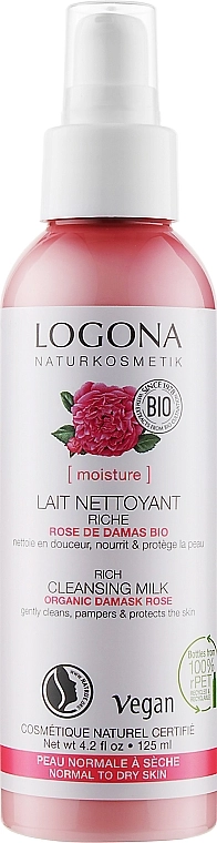Logona Очищувальне молочко для обличчя "Дамаська троянда і кальпаріане" Bio Milk - фото N1
