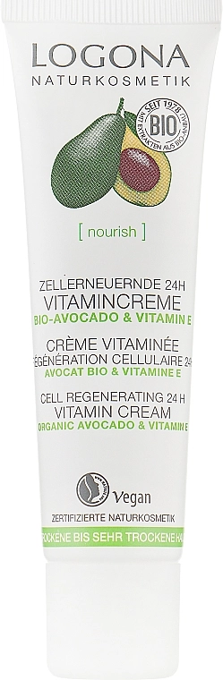 Logona Био-крем витаминный питательный "Интенсивная терапия" Facial Care Vitamin Cream Organic Avocado - фото N2